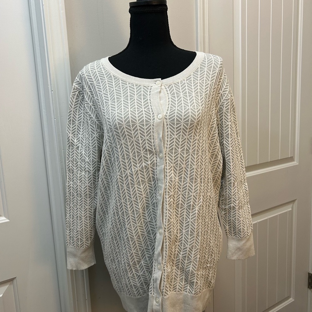 Merona Cream‎ Geometric Knit Plus Cardigan XXL